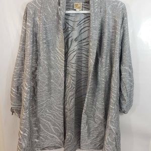 JM Collection Women M Gray Cardigan Open Front